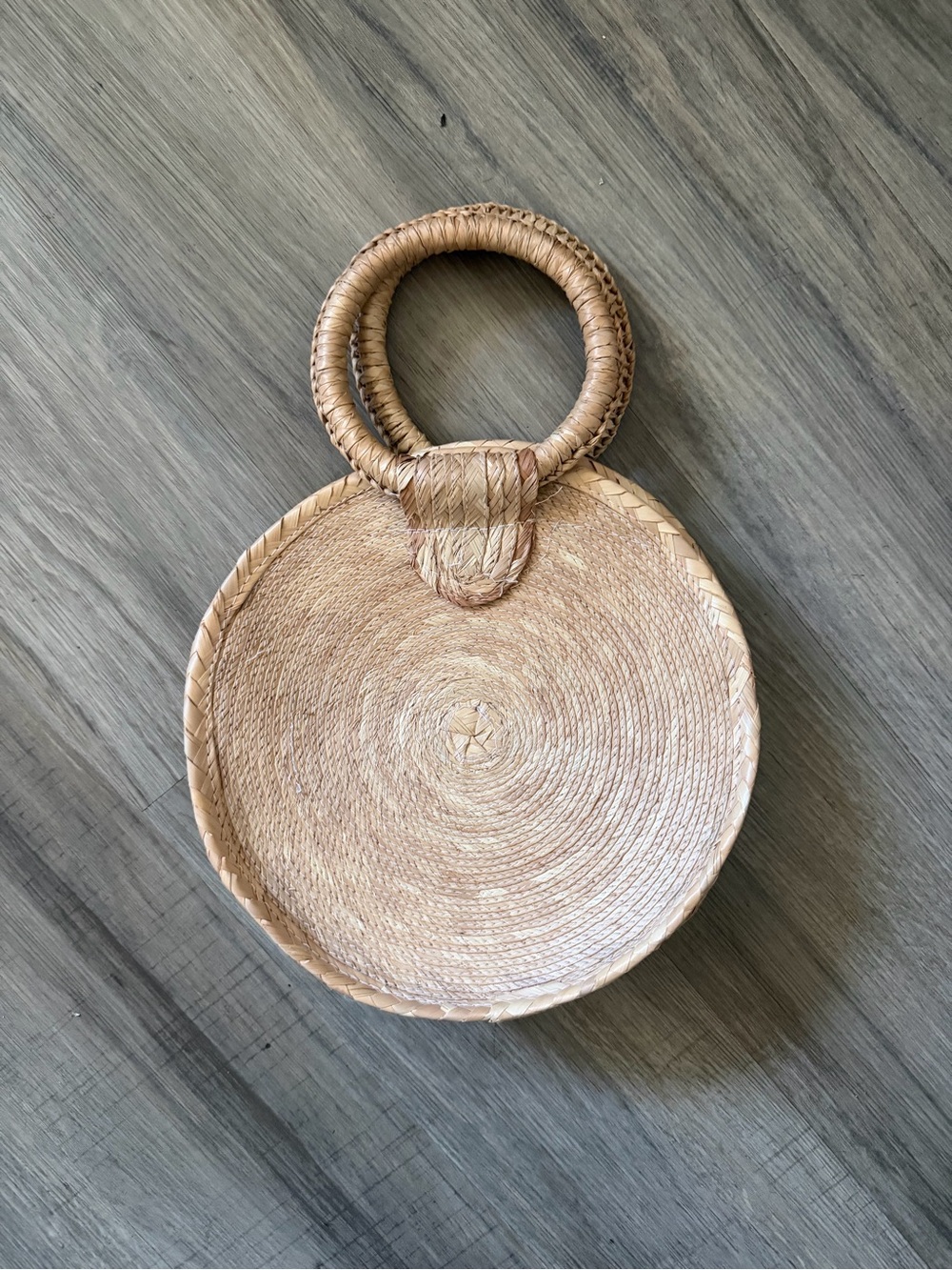 Handwoven Natural Basket with Loop Handle
